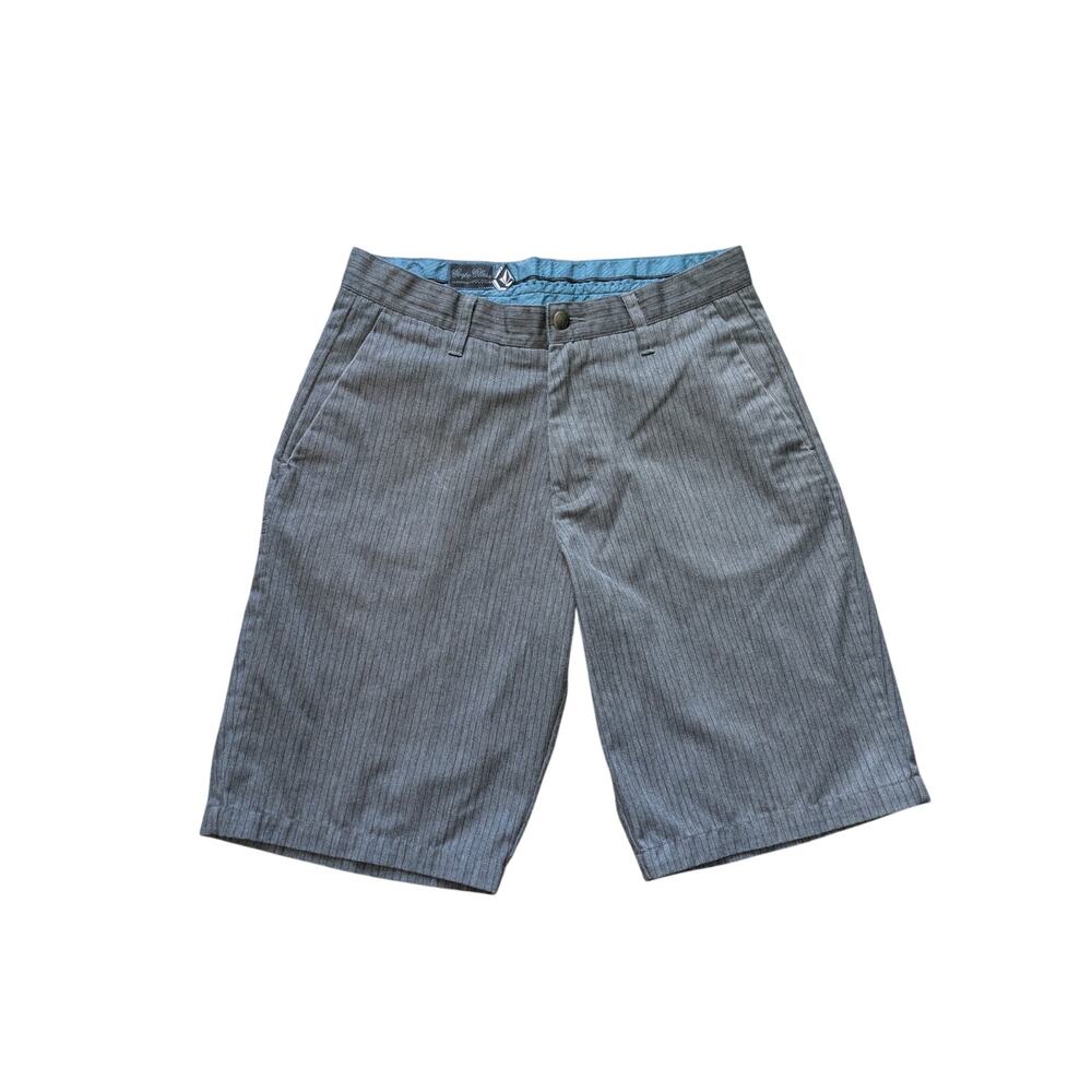 Y2K Volcom Frickin Pac Chino Short Mens 30 Gray Stripe 22" Skate Beachy Preppy